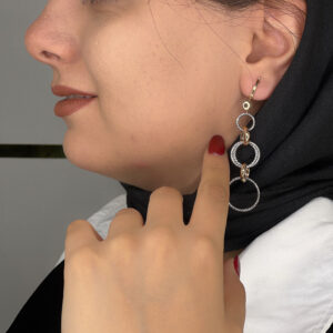 گوشواره رزگلد دو لاین سفید کلی کد 276