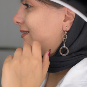 گوشواره رزگلد چهار لاین دایره کلی کد 276