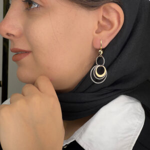 گوشواره رزگلد سه دایره داخل هم کلی کد 276